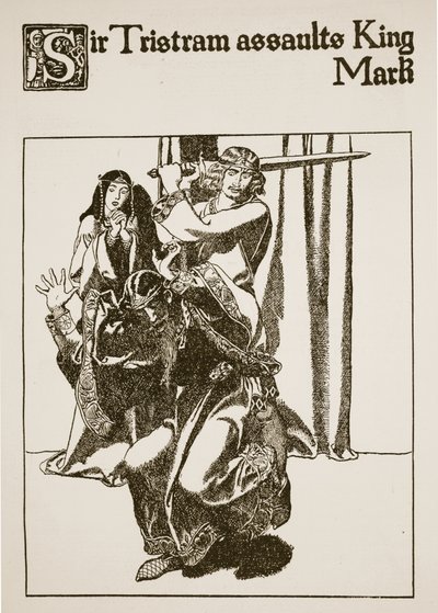 Sir Tristram assaults King Mark, illustration from 